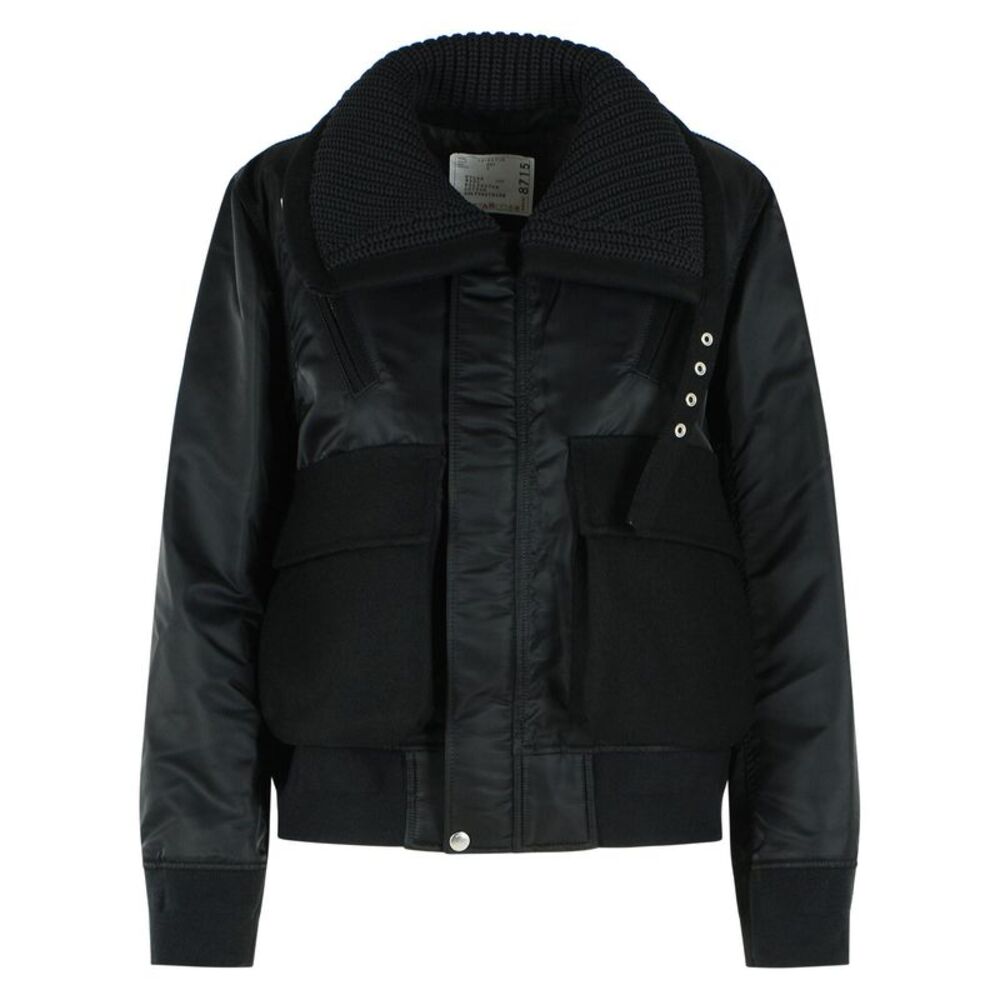 Sacai Melton Jacket In Black Nylon Women
